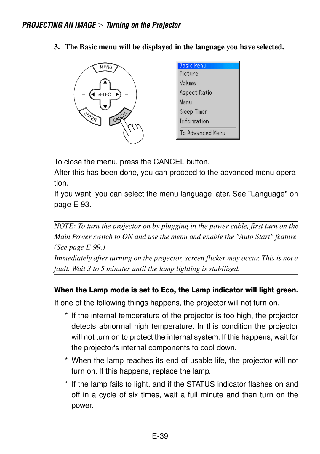 NEC LT260, LT240 user manual Projecting AN Image Turning on the Projector 