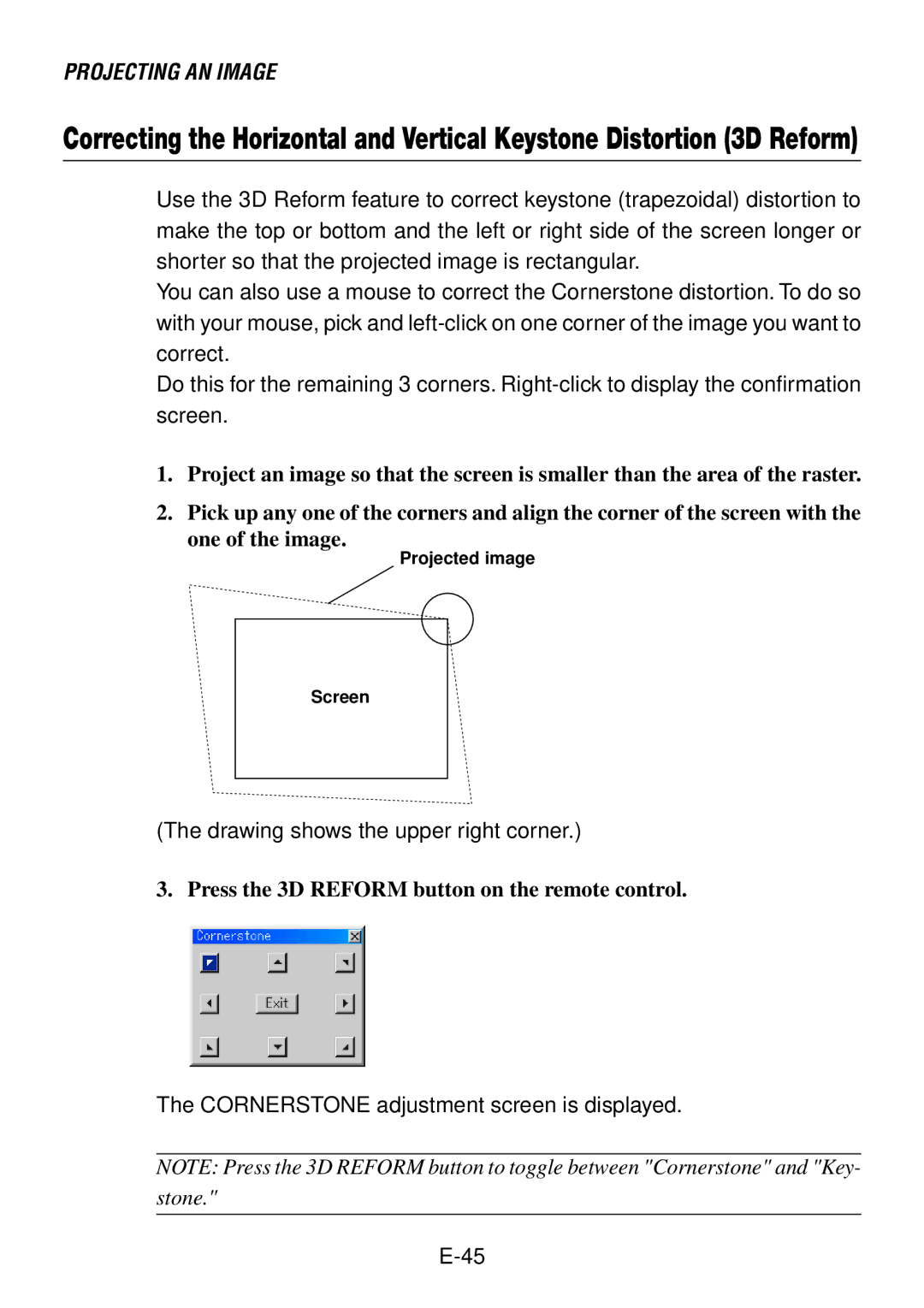 NEC LT260, LT240 user manual Press the 3D Reform button on the remote control 