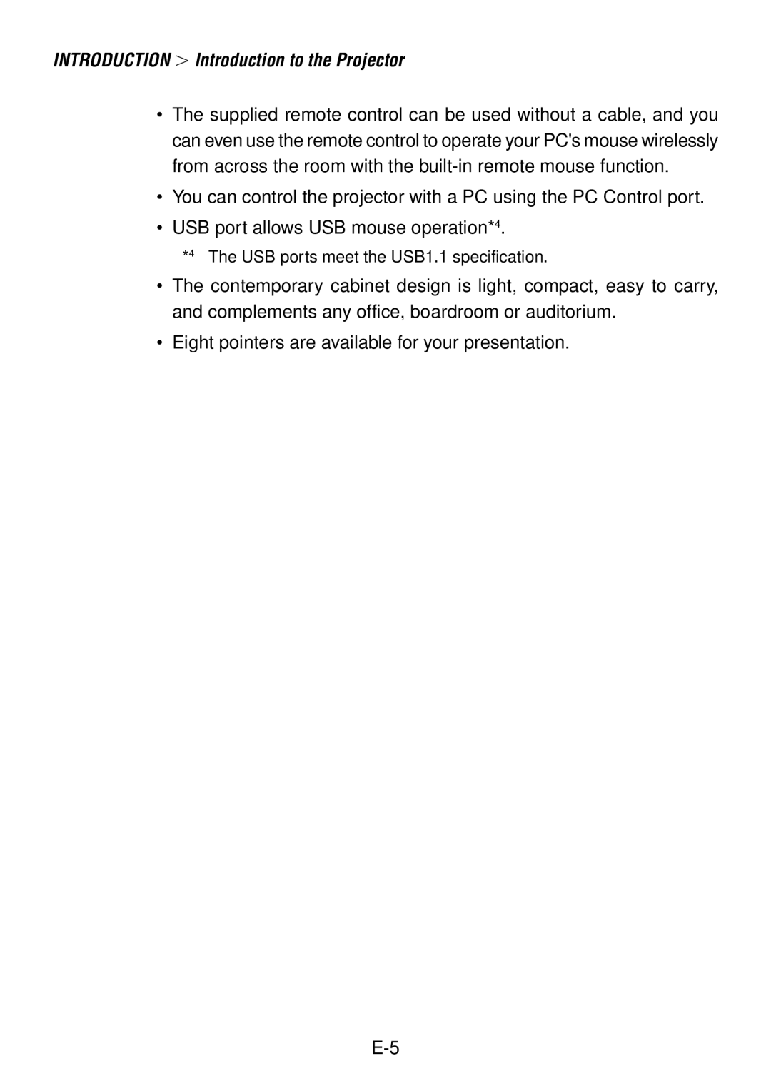 NEC LT260, LT240 user manual USB ports meet the USB1.1 specification 