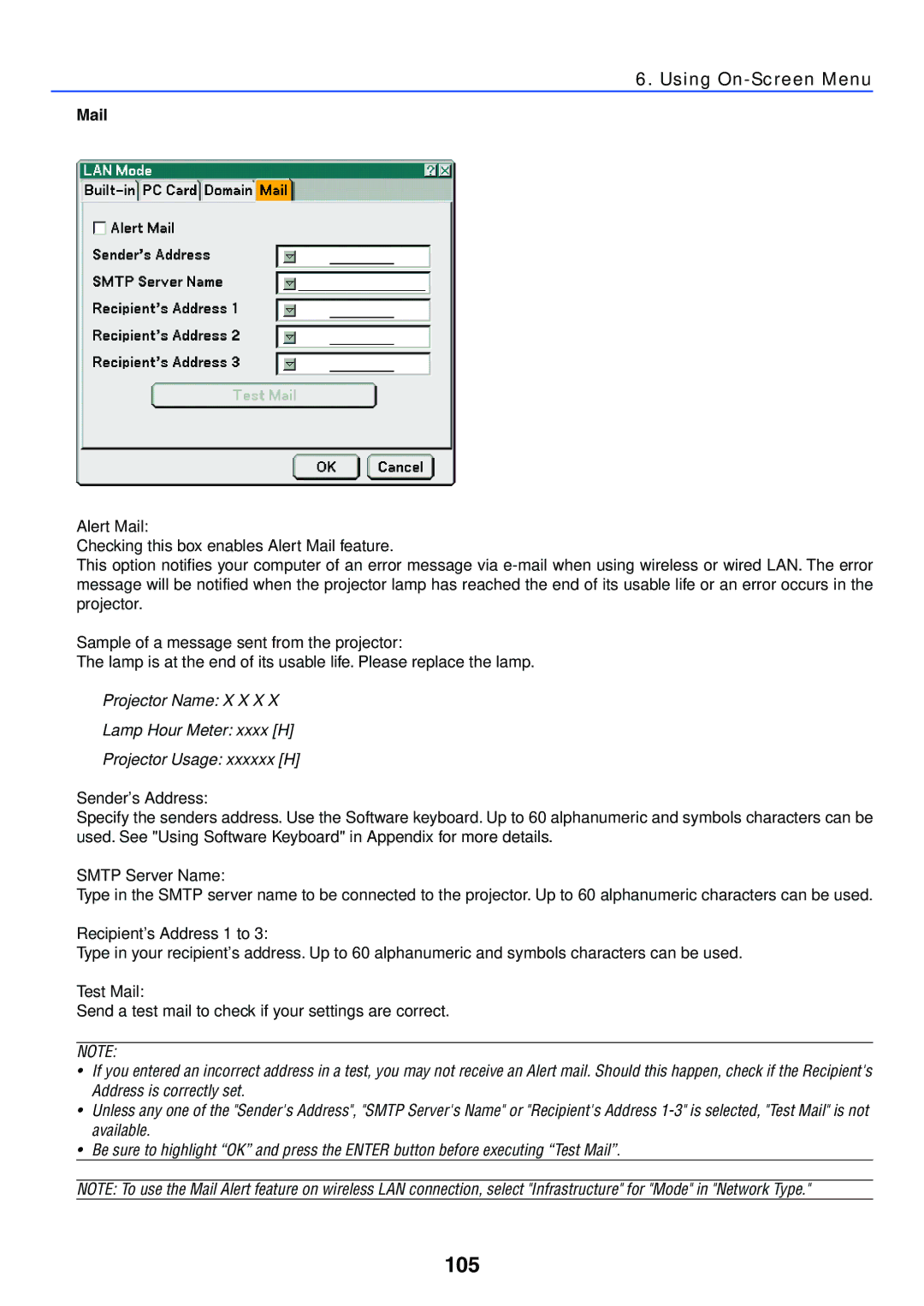 NEC LT265, LT245 manual 105, Mail 