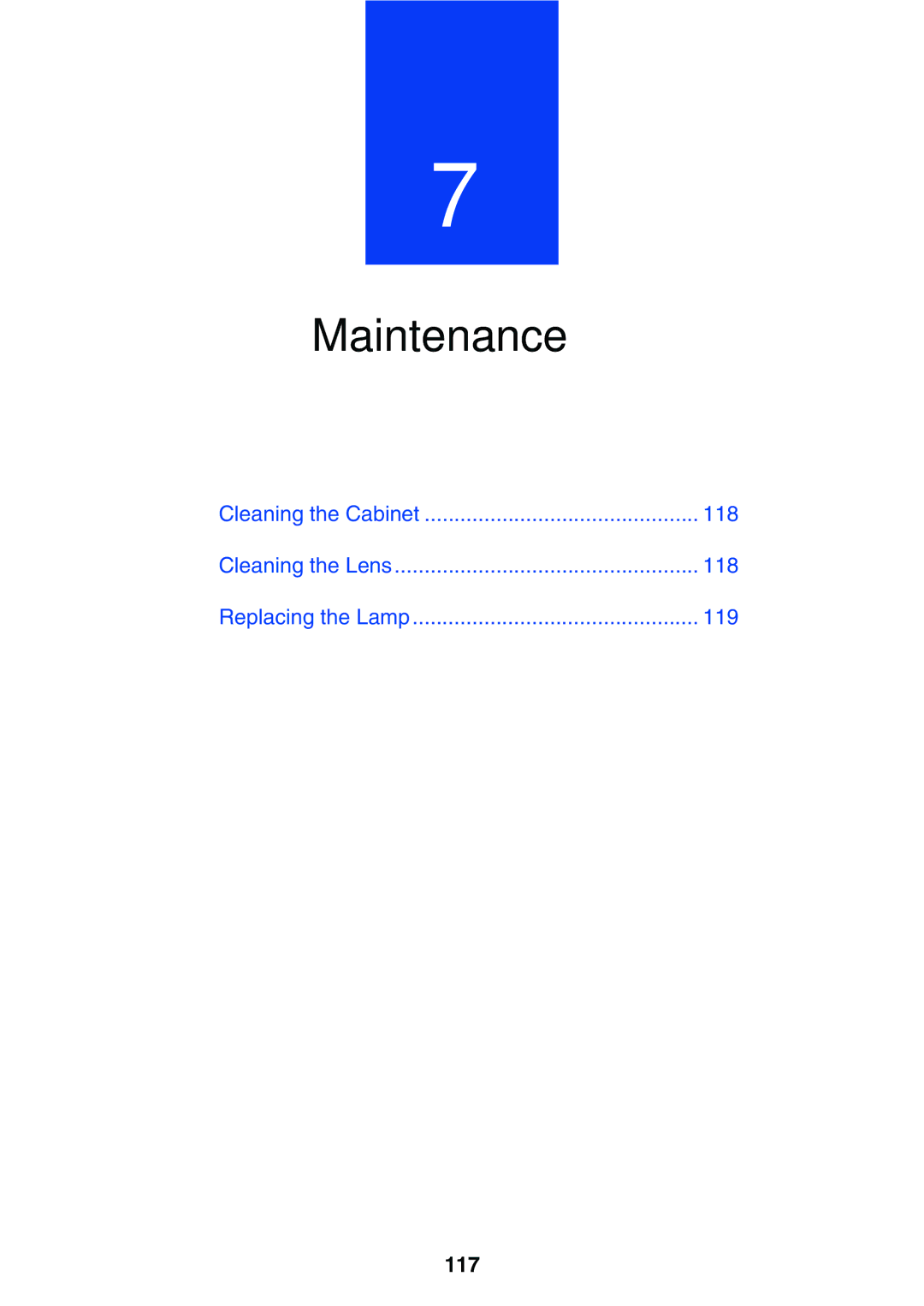 NEC LT265, LT245 manual Maintenance, 117 