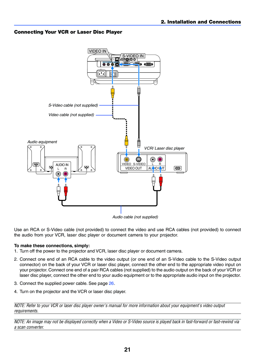 NEC LT265, LT245 manual To make these connections, simply 