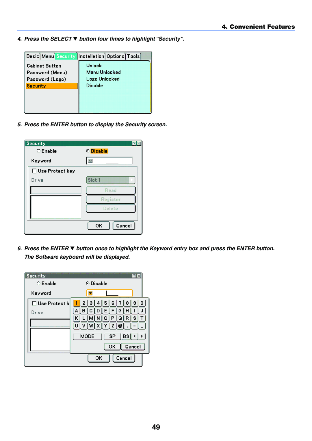 NEC LT265, LT245 manual Convenient Features 