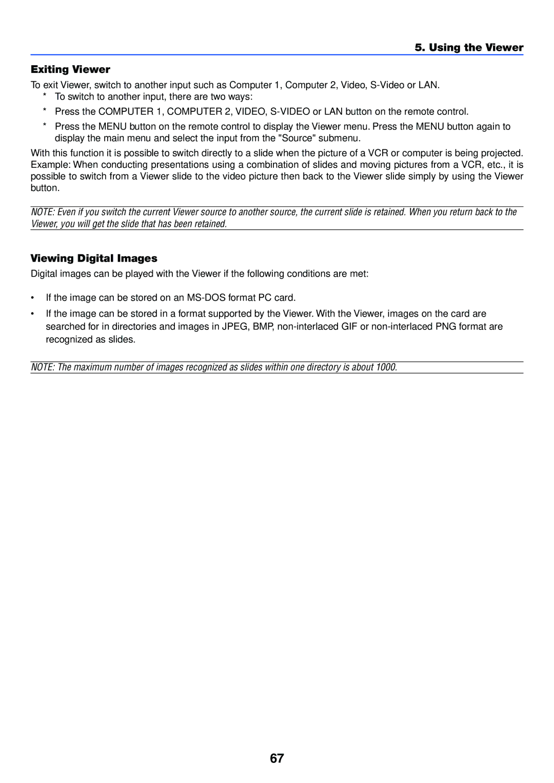 NEC LT265, LT245 manual Using the Viewer Exiting Viewer, Viewing Digital Images 