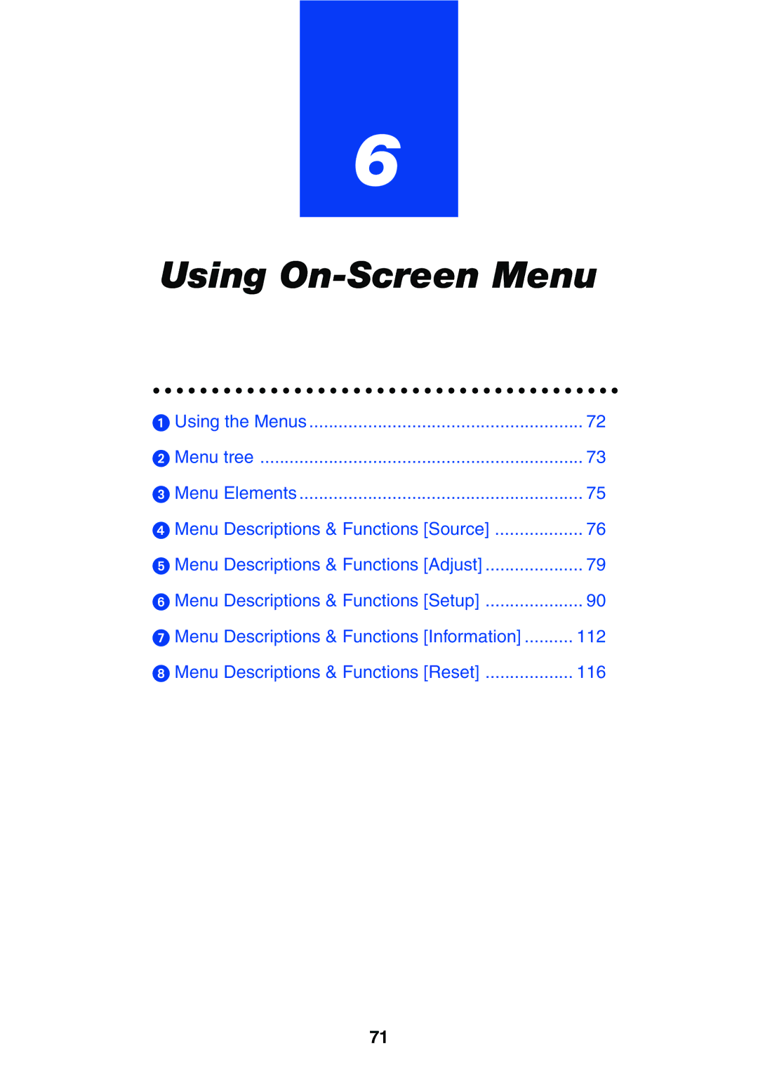 NEC LT265, LT245 manual Using On-Screen Menu 