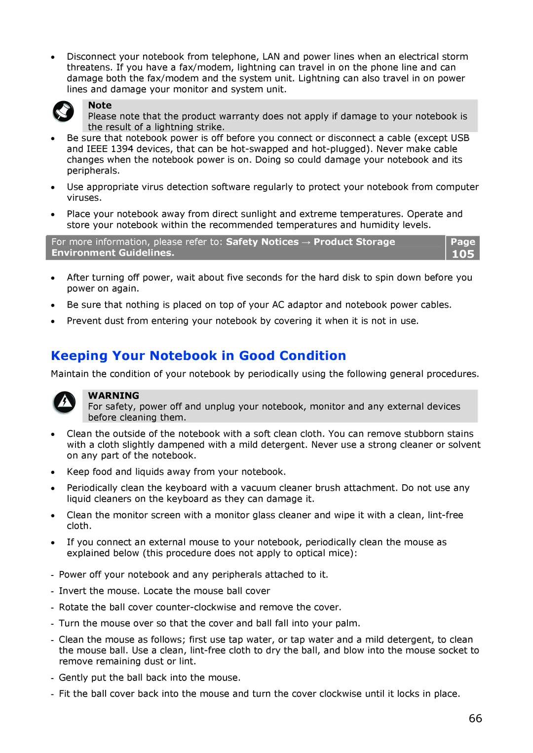 NEC M380 manual Keeping Your Notebook in Good Condition 