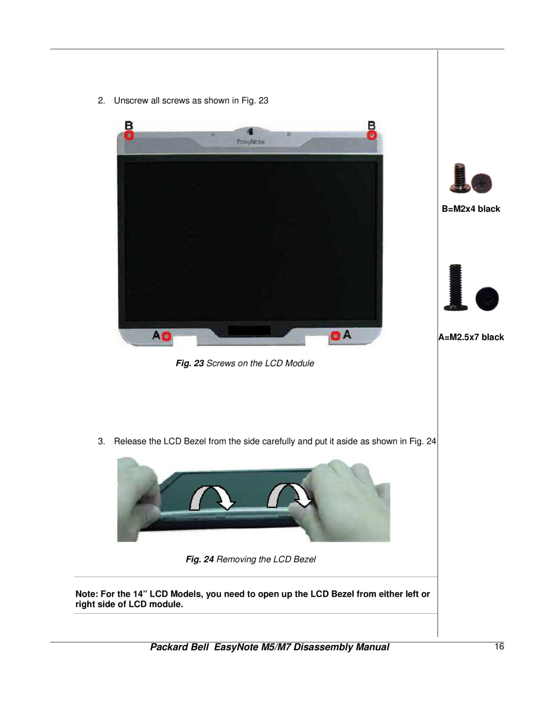 NEC M5, M7 manual Unscrew all screws as shown in Fig 