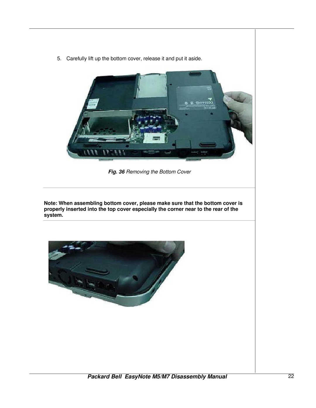 NEC M5, M7 manual Removing the Bottom Cover 