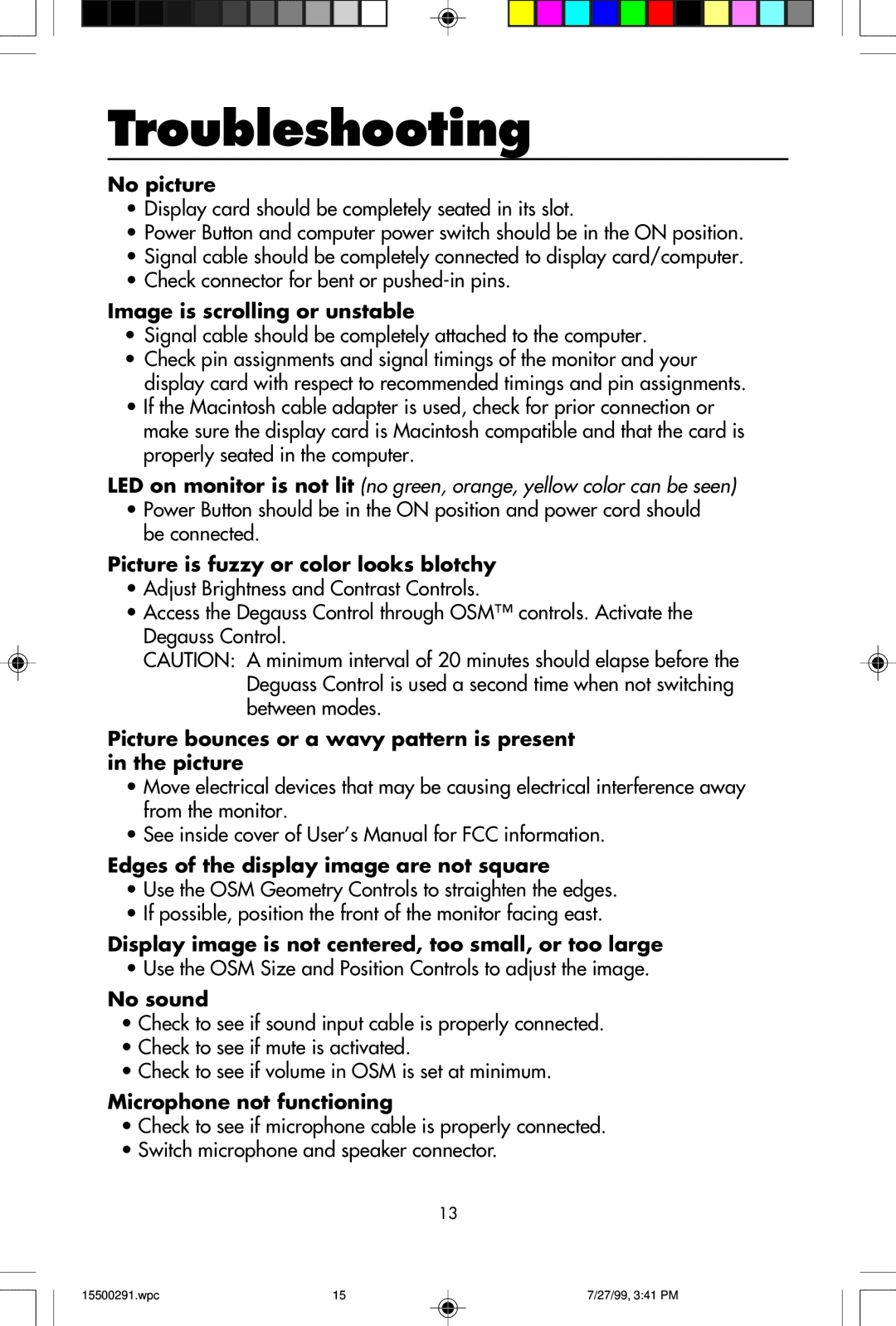 NEC M700 user manual Troubleshooting 