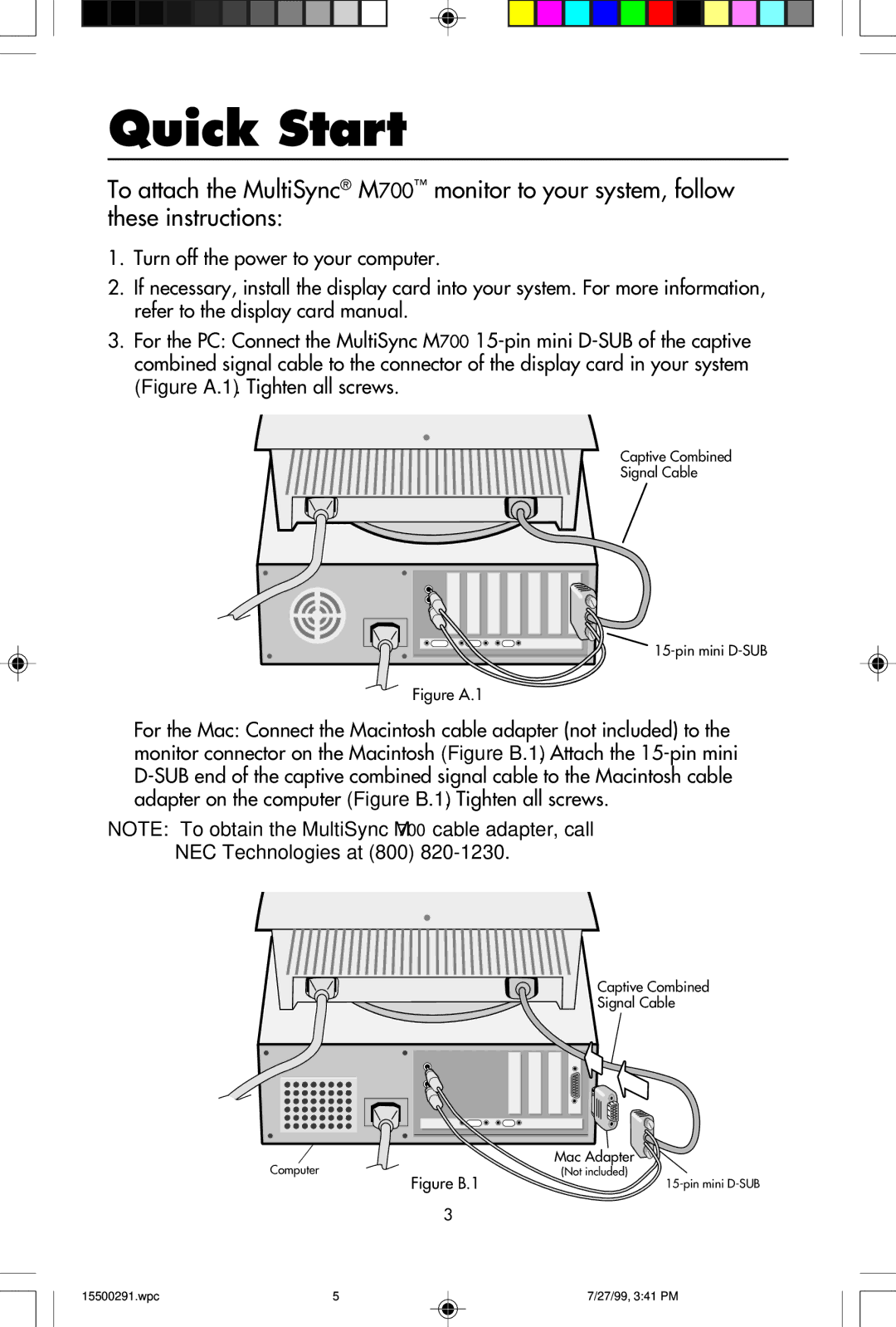 NEC M700 user manual Quick Start, Figure A.1 