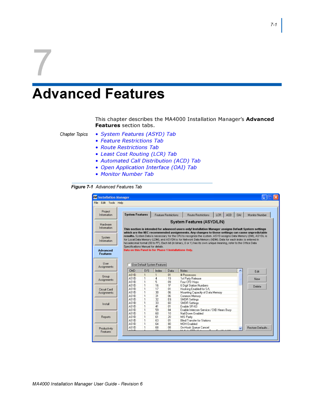 NEC MA400 manual Advanced Features 