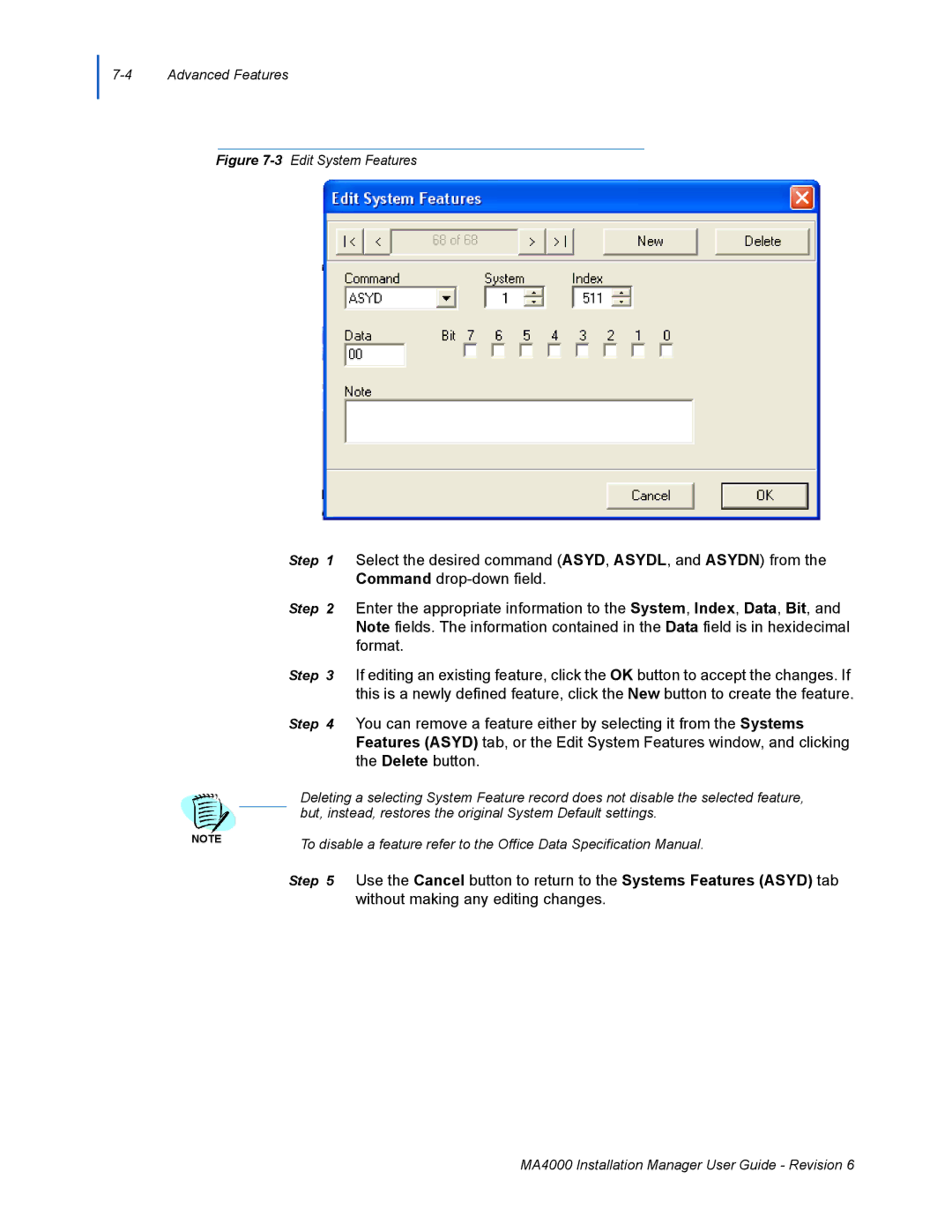 NEC MA400 manual Select the desired command ASYD, ASYDL, and Asydn from 