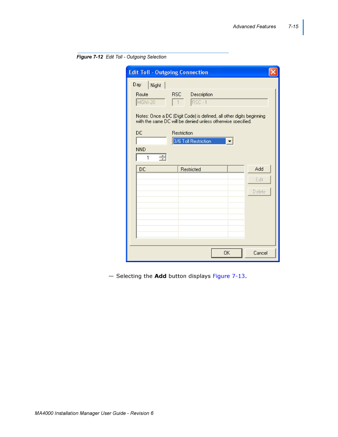 NEC MA400 manual Selecting the Add button displays Figure 