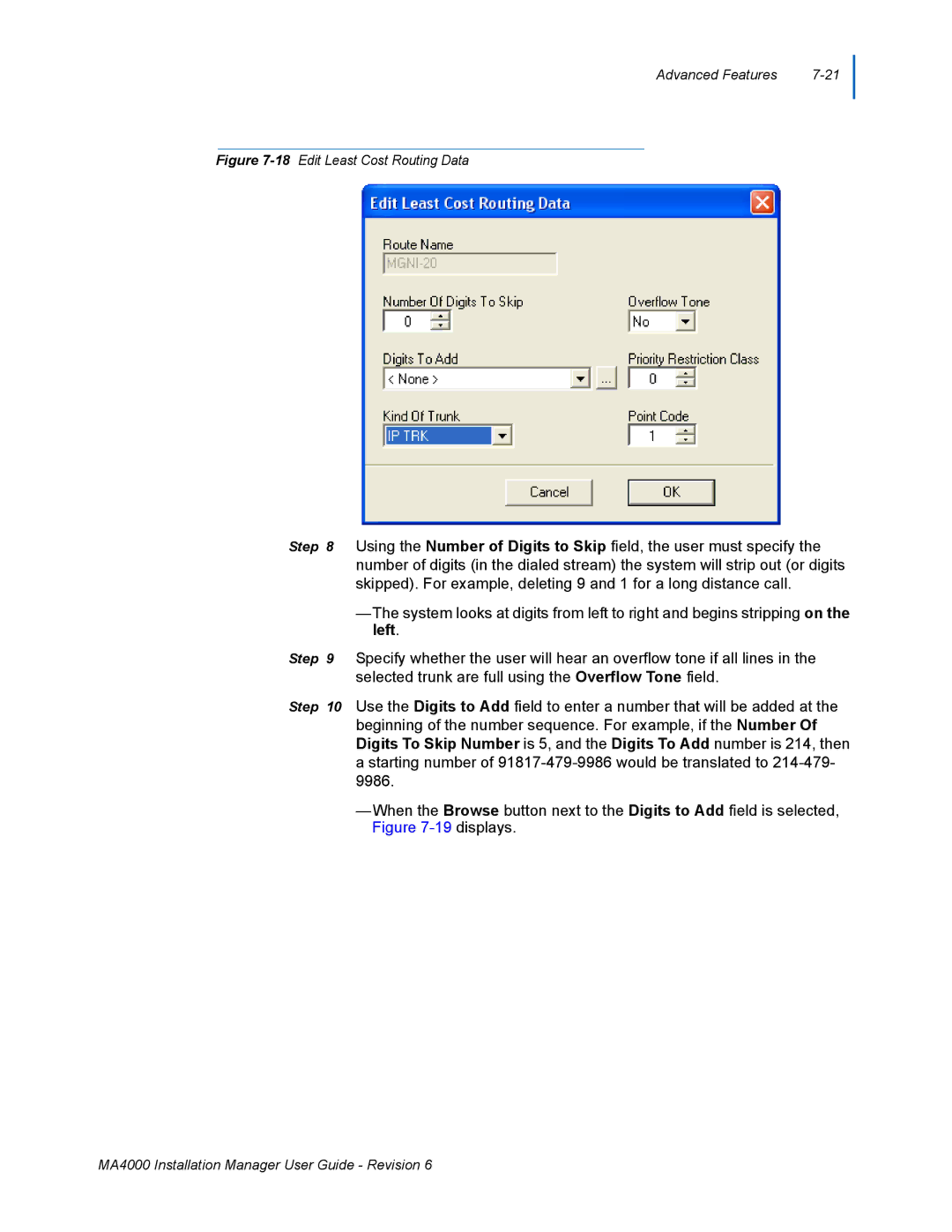 NEC MA400 manual 18Edit Least Cost Routing Data 