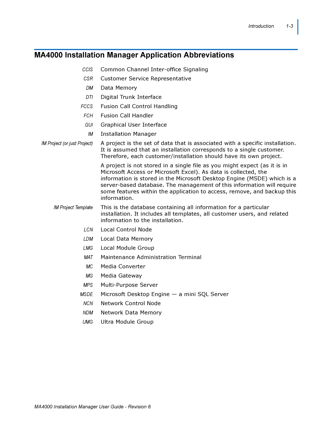 NEC manual MA4000 Installation Manager Application Abbreviations 