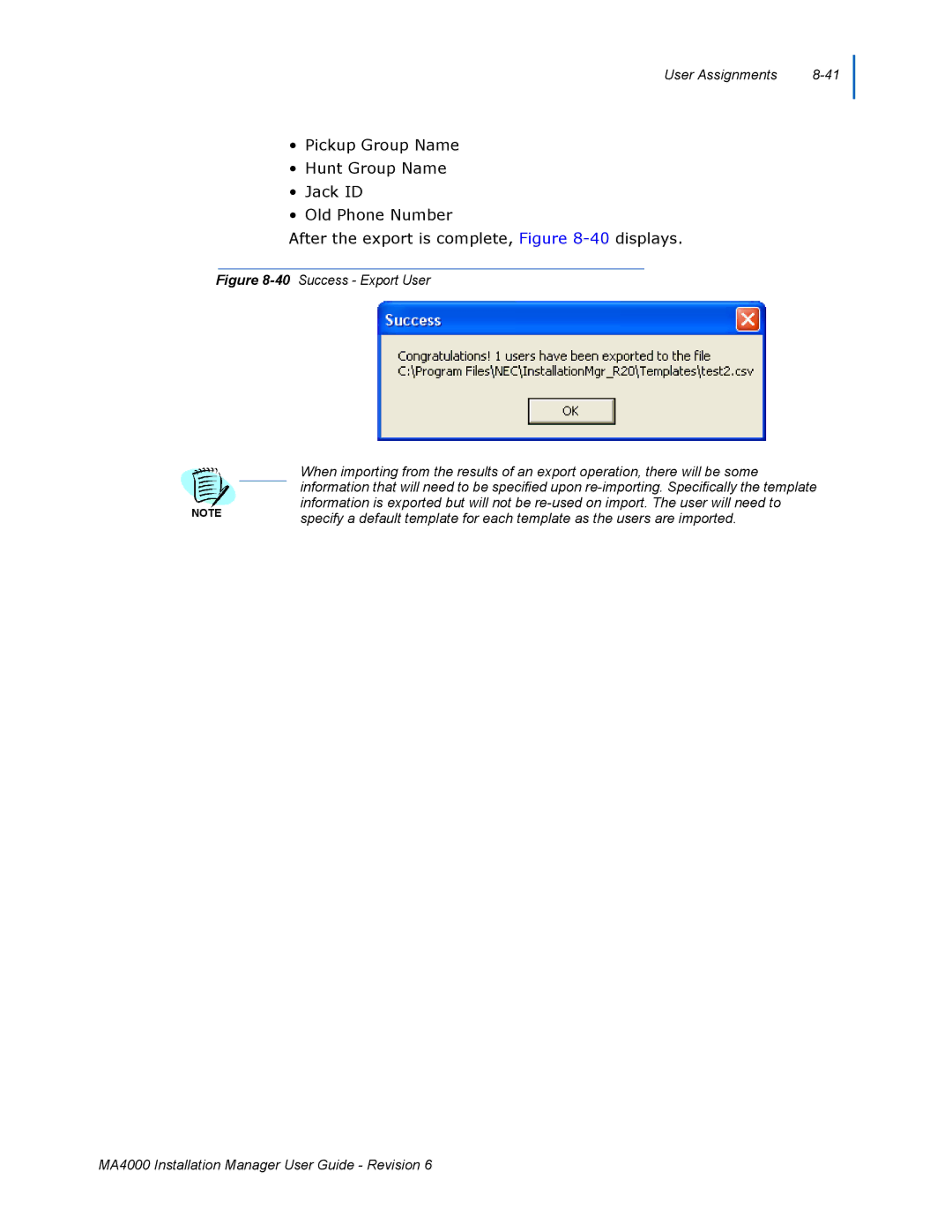 NEC MA400 manual User Assignments 