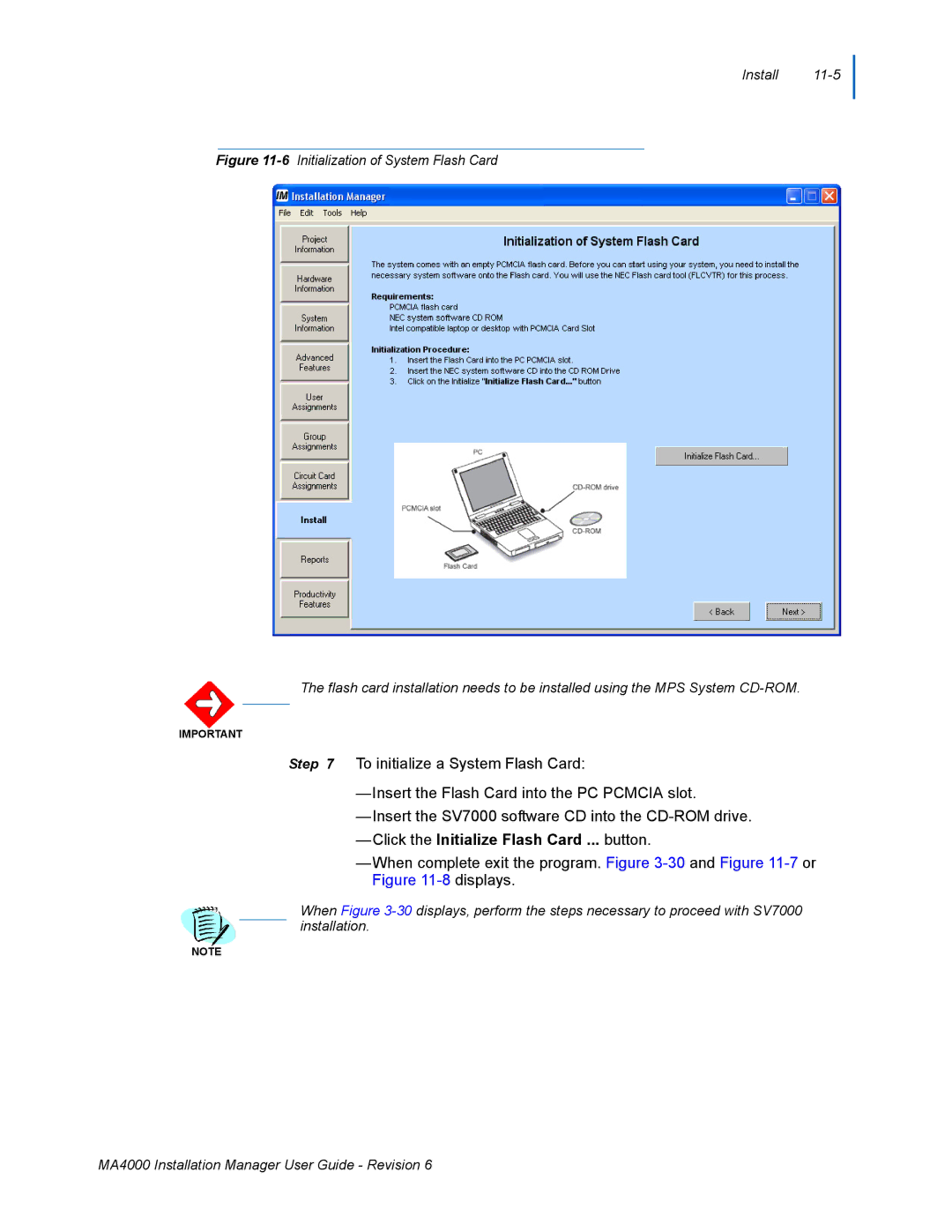 NEC MA400 manual Click the Initialize Flash Card ... button 