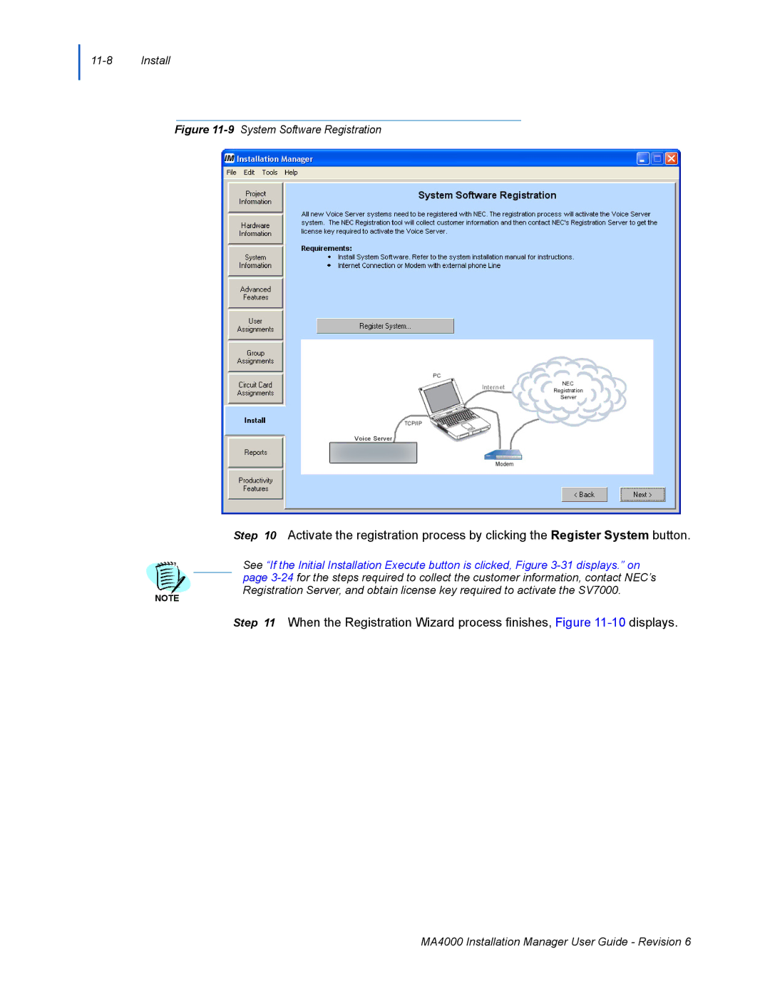 NEC MA400 manual When the Registration Wizard process finishes, -10displays 