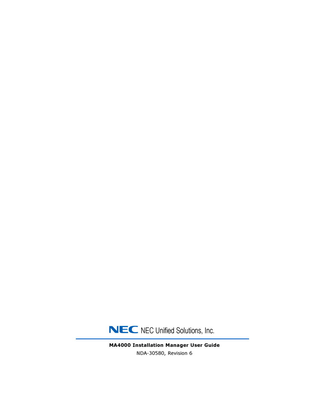 NEC manual MA4000 Installation Manager User Guide 