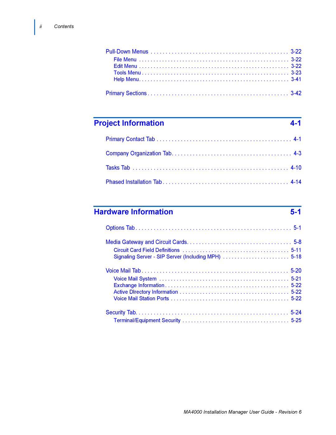 NEC MA400 manual Project Information 