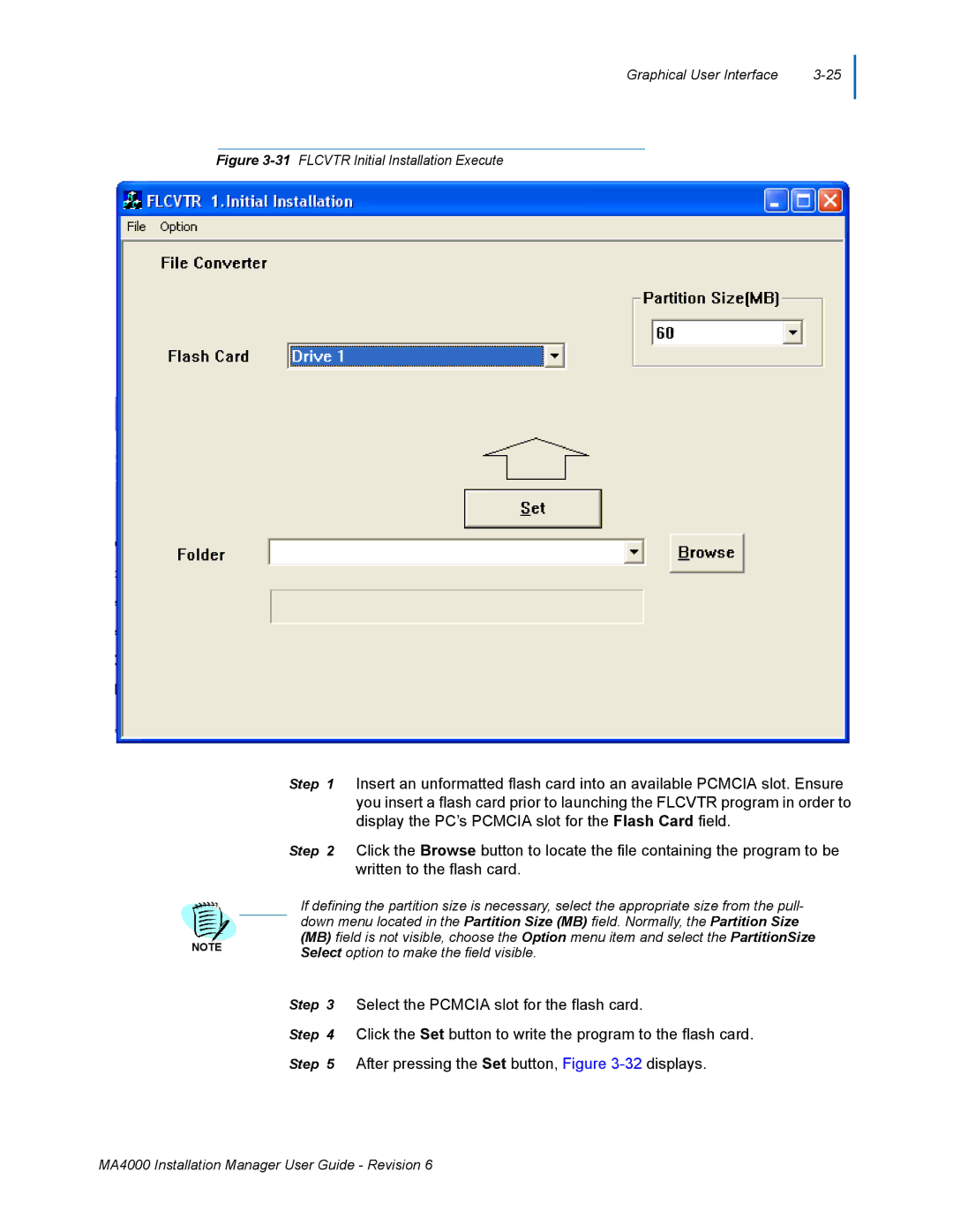 NEC MA400 manual Select the Pcmcia slot for the flash card 