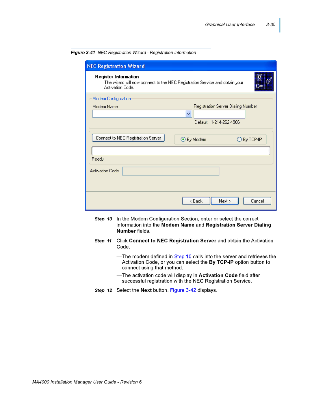 NEC MA400 manual 41NEC Registration Wizard Registration Information 