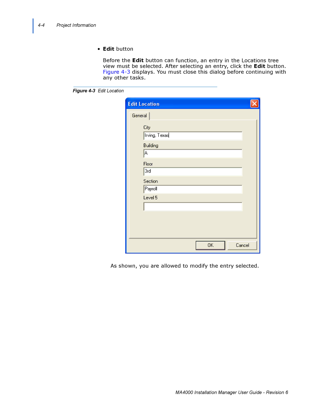 NEC MA400 manual As shown, you are allowed to modify the entry selected 