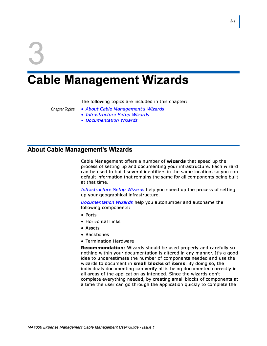 NEC MA4000 manual Cable Management Wizards, About Cable Managements Wizards 