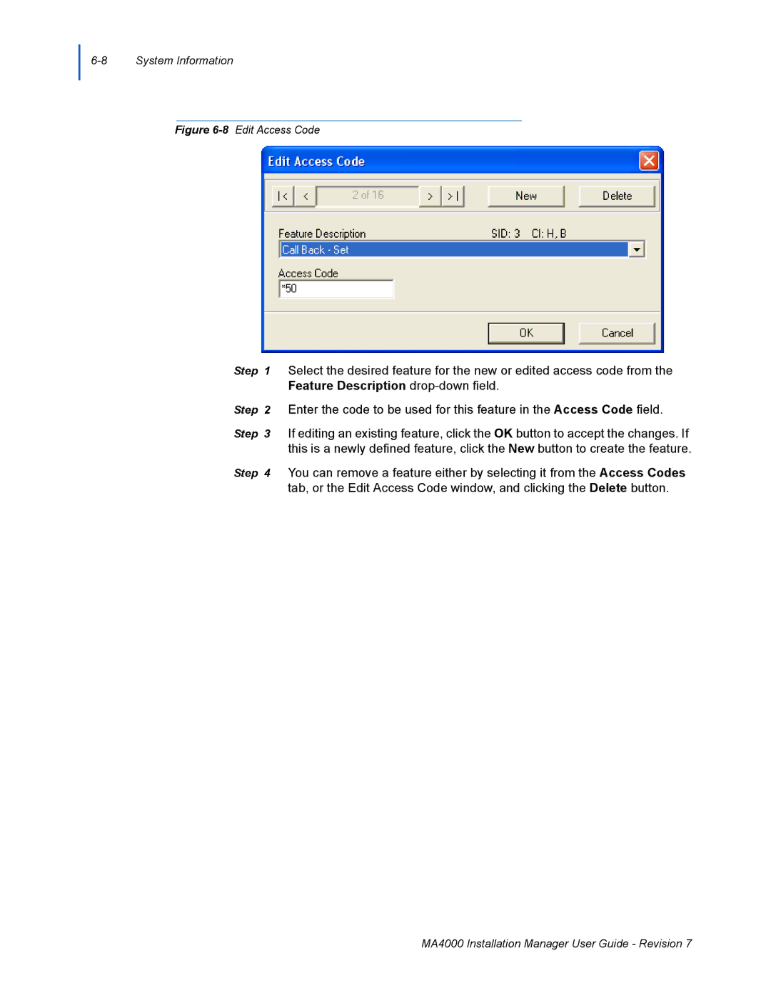 NEC MA4000 manual Feature Description drop-down field 