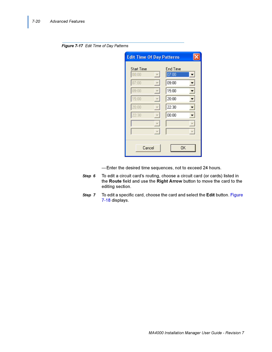 NEC MA4000 manual 17Edit Time of Day Patterns 