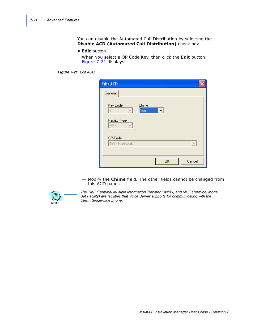 NEC MA4000 manual Disable ACD Automated Call Distribution check box, Edit ACD 