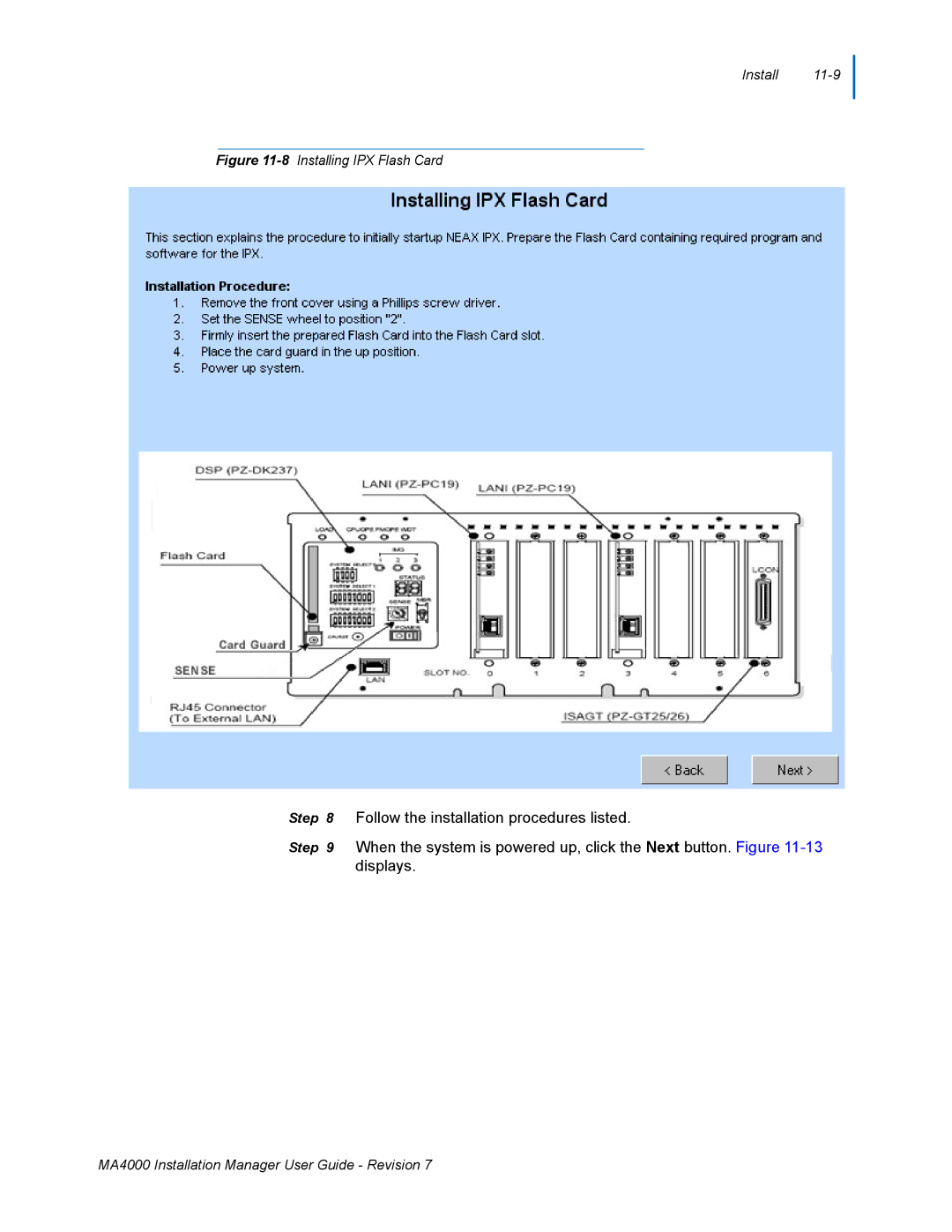 NEC MA4000 manual 8Installing IPX Flash Card 