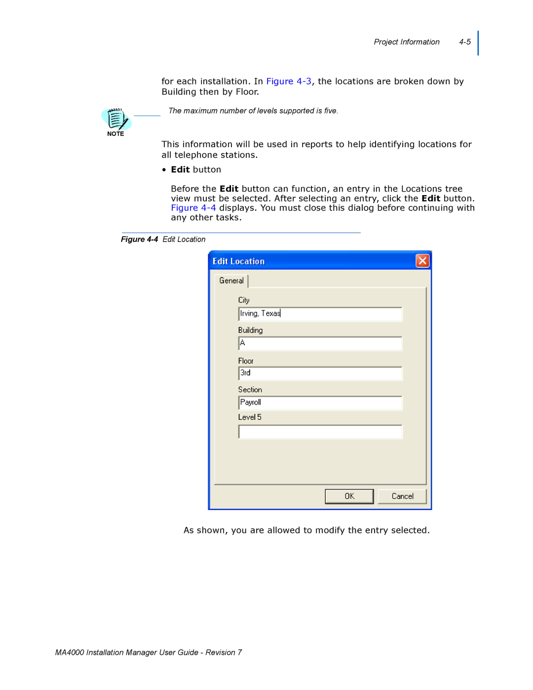 NEC MA4000 manual As shown, you are allowed to modify the entry selected 