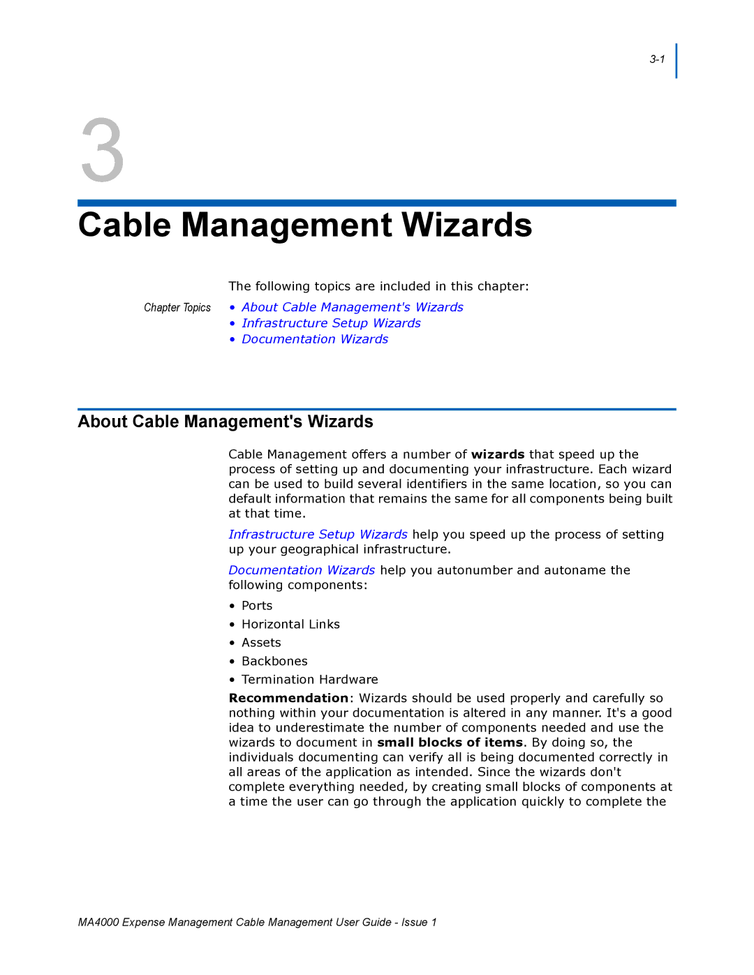 NEC MA4000 manual Cable Management Wizards, About Cable Managements Wizards 