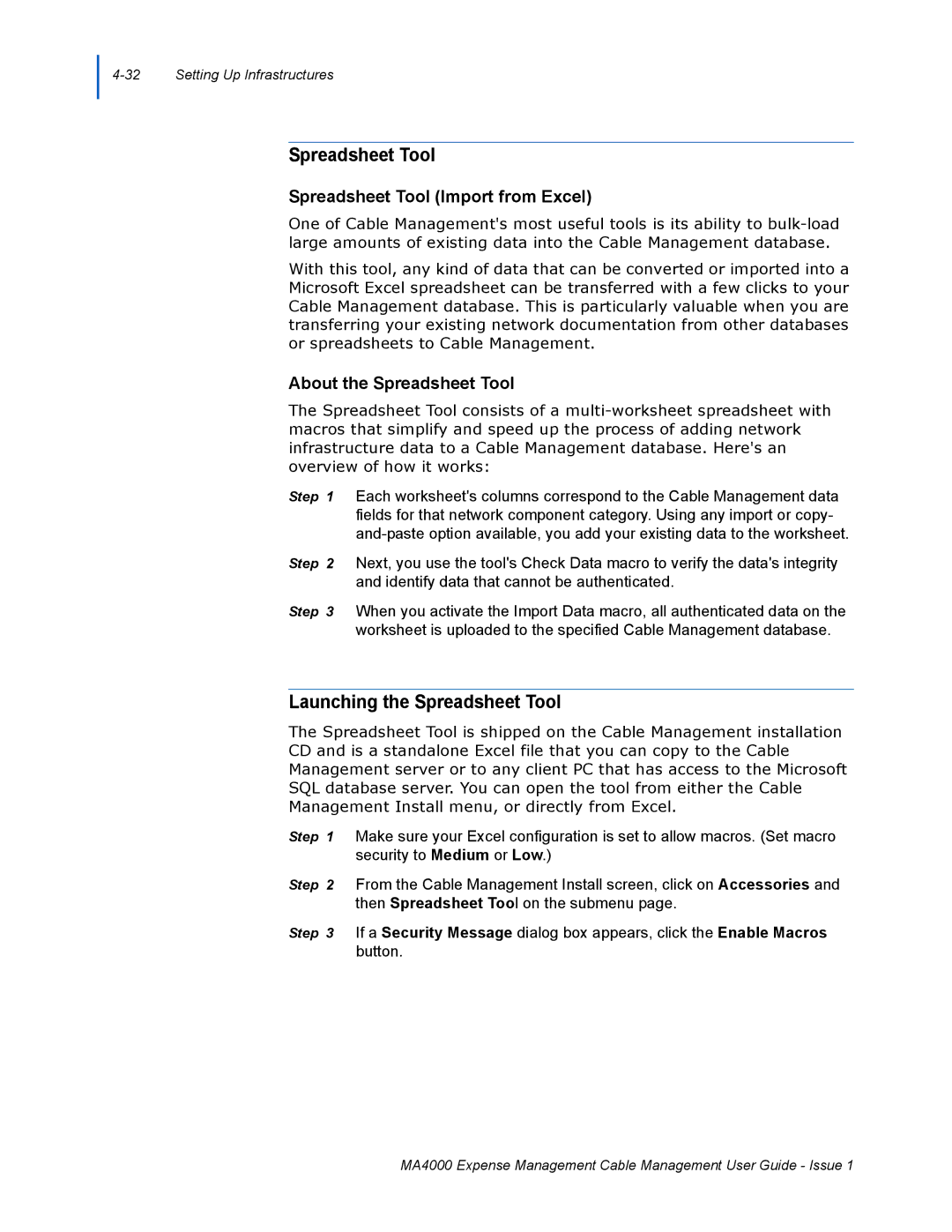 NEC MA4000 manual Launching the Spreadsheet Tool, Spreadsheet Tool Import from Excel, About the Spreadsheet Tool 