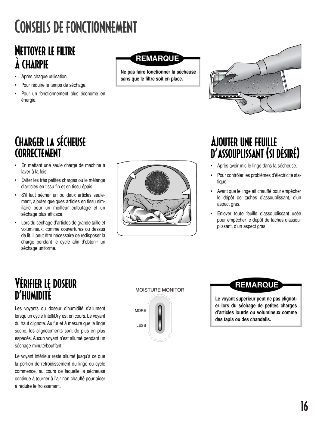 NEC MD-15 warranty Conseils DE Fonctionnement, En mettant une seule charge de machine à laver à la fois 