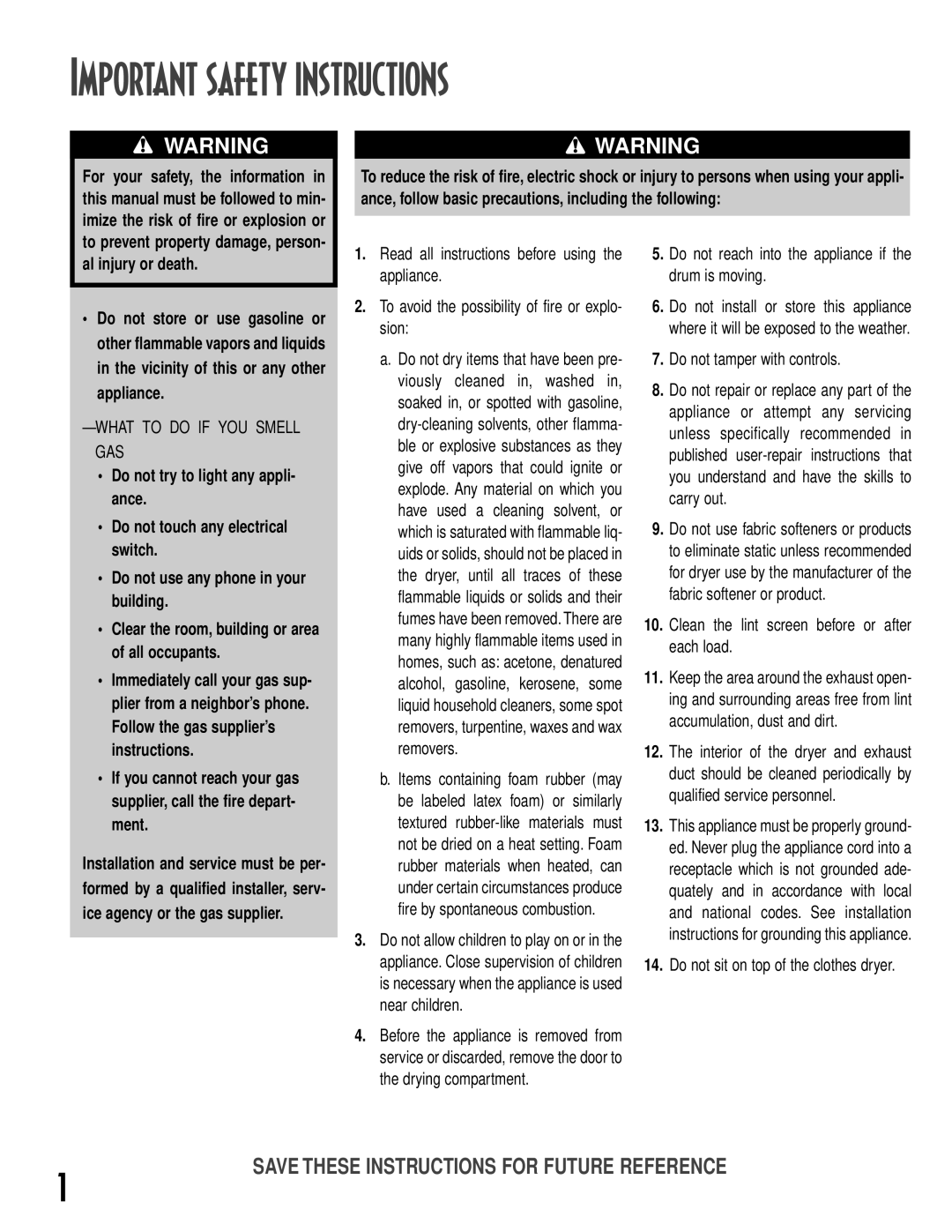 NEC MD-15 warranty Important Safety Instructions, Al injury or death 