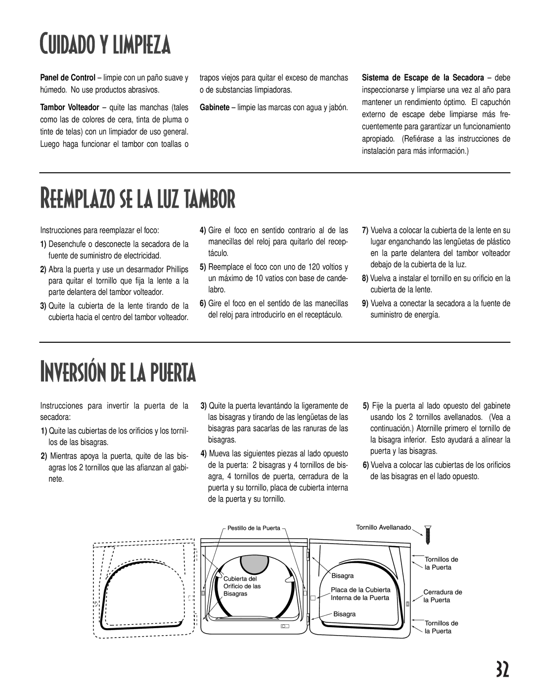 NEC MD-15 warranty Reemplazo SE LA LUZ Tambor, Inversión DE LA Puerta, Instrucciones para reemplazar el foco 