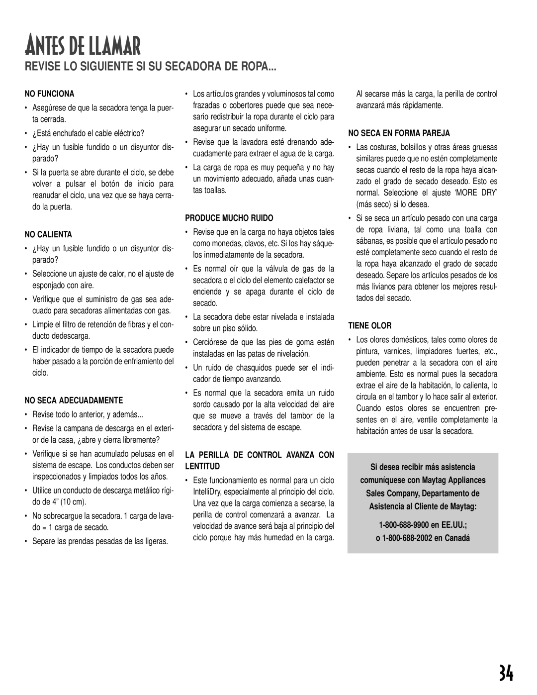 NEC MD-15 warranty Antes DE Llamar, Revise todo lo anterior, y además 