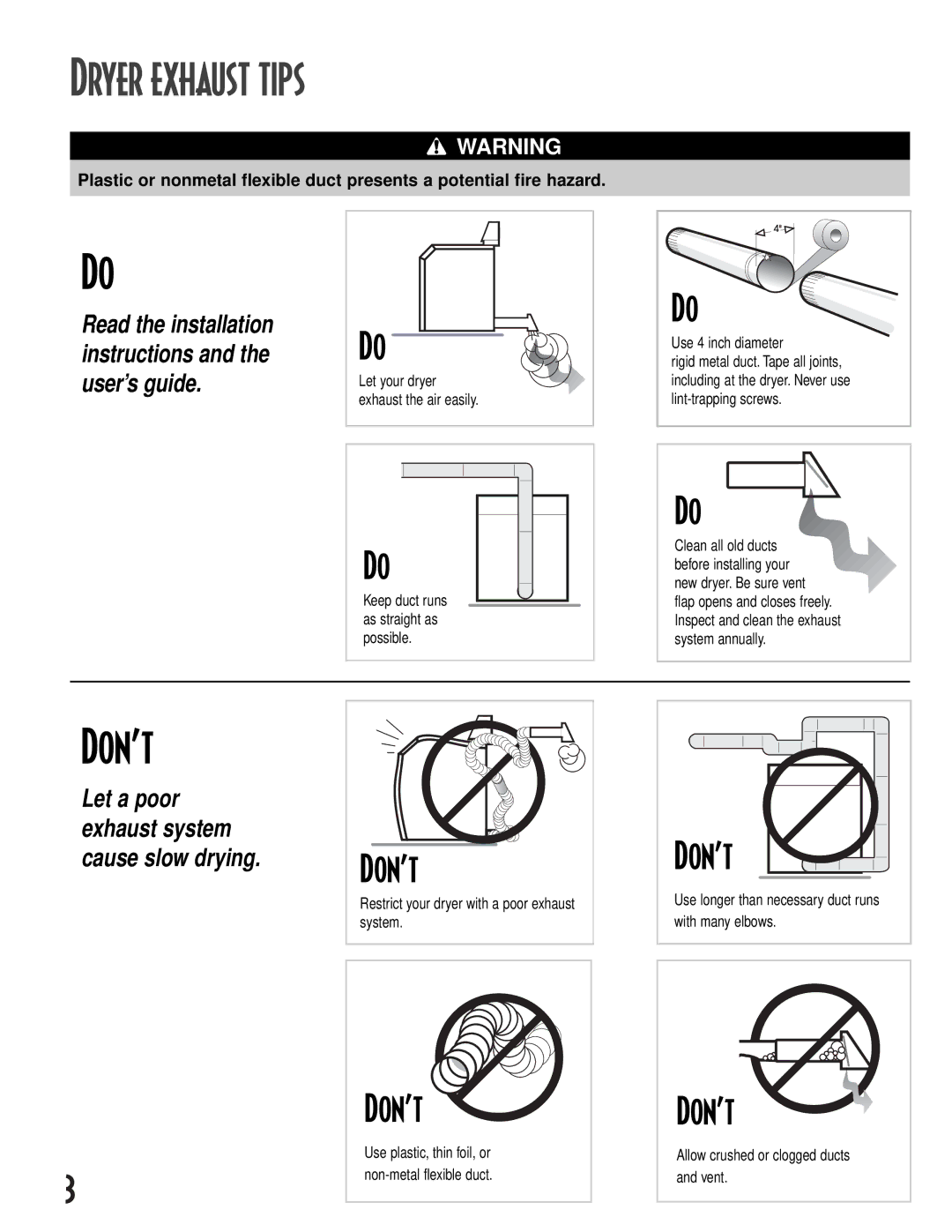 NEC MD-15 warranty Dryer Exhaust Tips, Don’t 