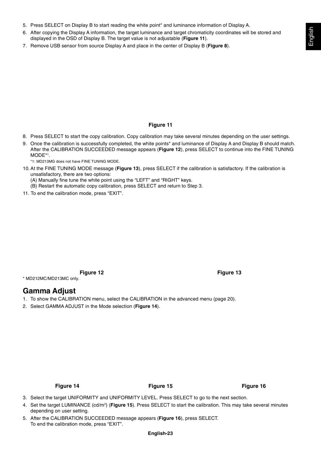 NEC MD213MC manual Gamma Adjust, English-23 