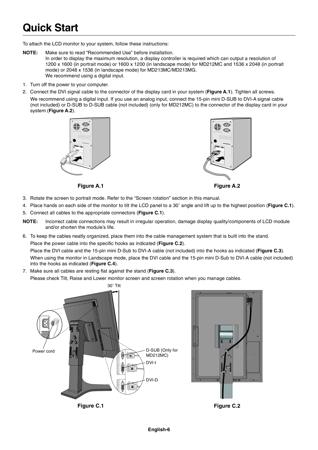 NEC MD213MC manual Quick Start, English-6 