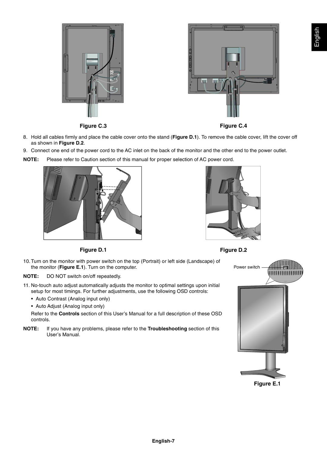 NEC MD213MC manual Monitor Figure E.1. Turn on the computer, English-7 