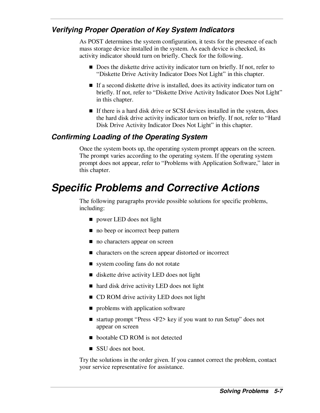 NEC MH4500 manual Specific Problems and Corrective Actions, Confirming Loading of the Operating System 