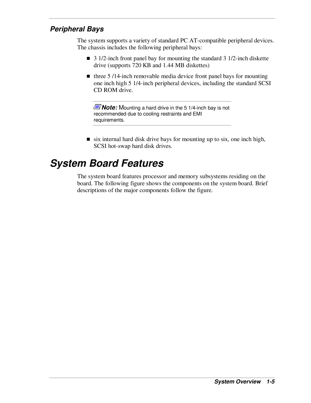 NEC MH4500 manual System Board Features, Peripheral Bays 