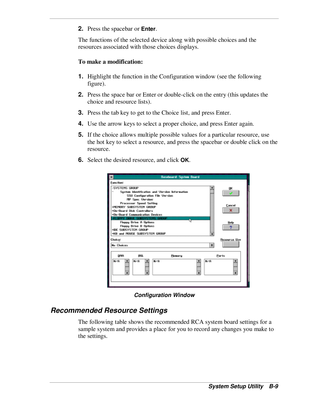 NEC MH4500 manual Recommended Resource Settings, To make a modification 