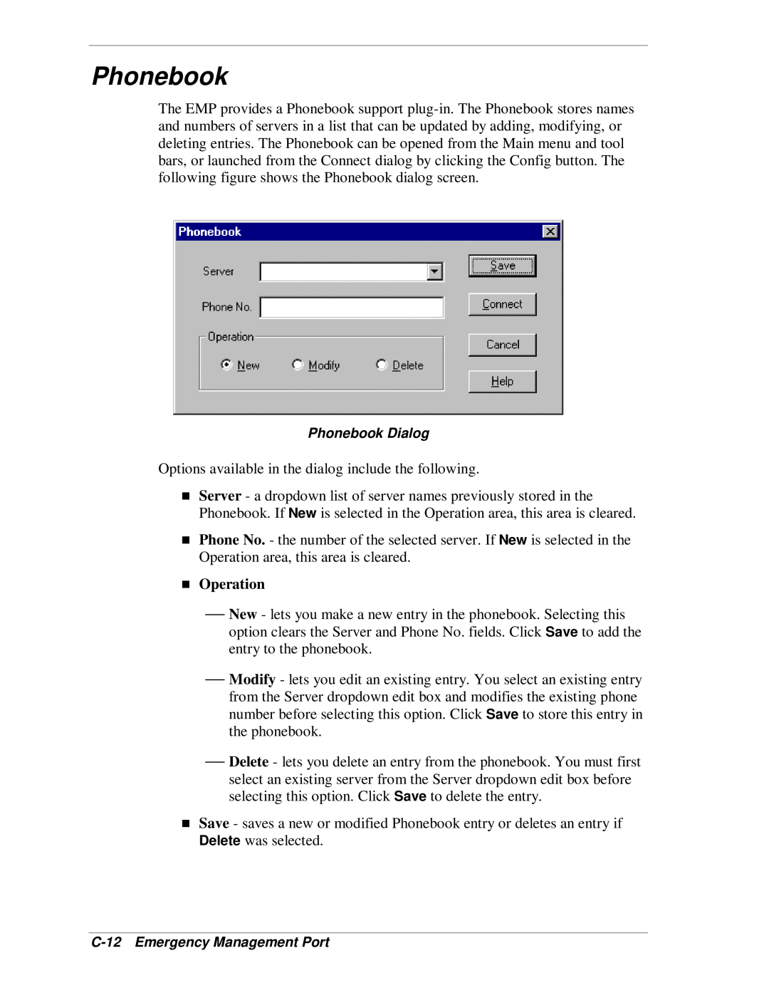 NEC MH4500 manual Phonebook, Operation 
