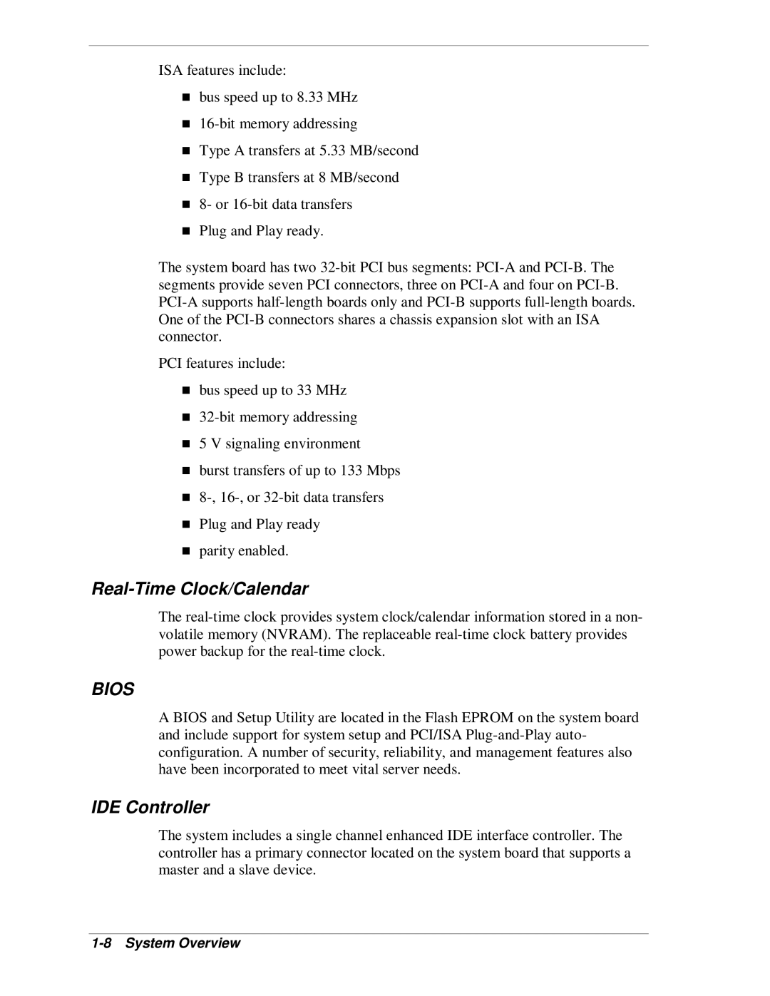 NEC MH4500 manual Real-TimeClock/Calendar, Bios, IDE Controller 