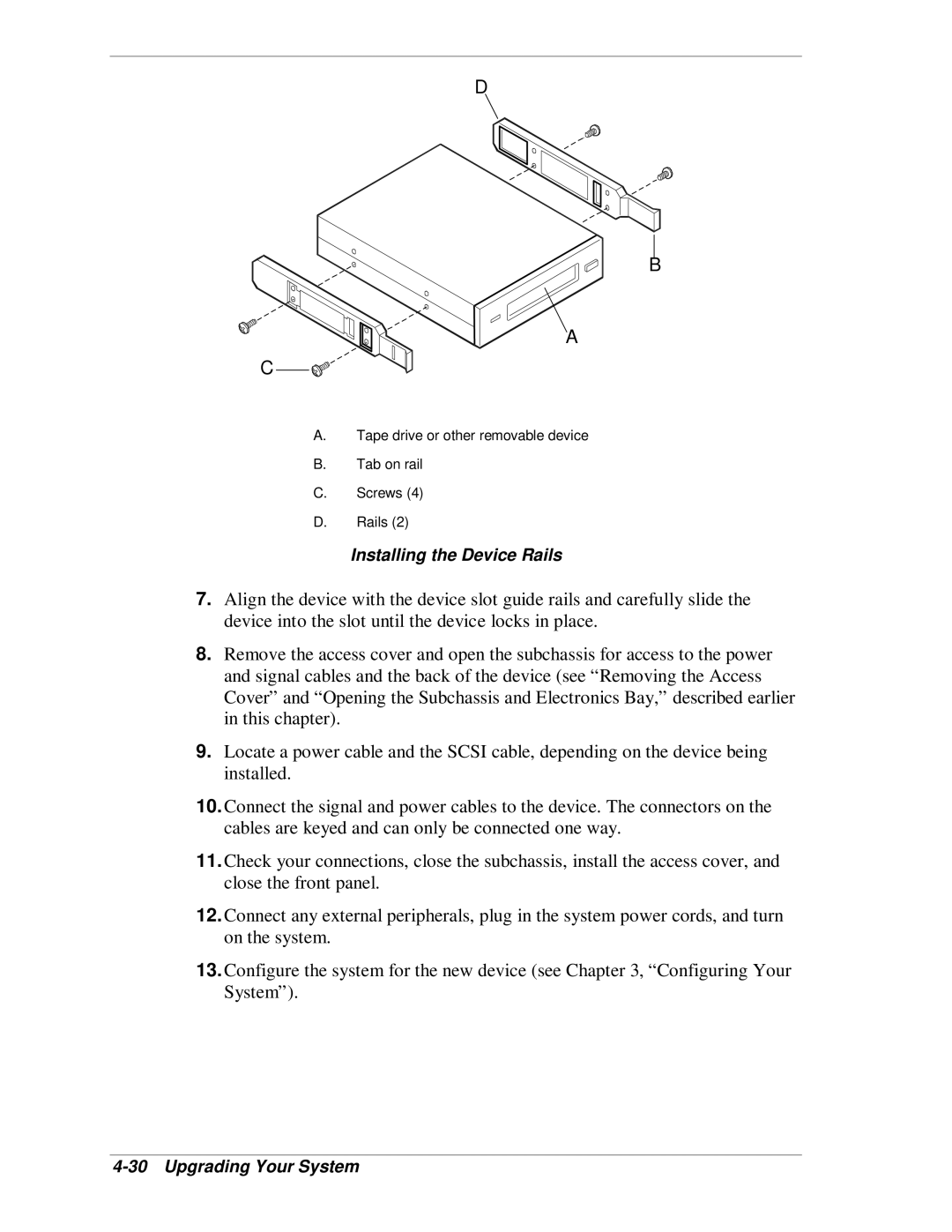 NEC MH4500 manual Installing the Device Rails 