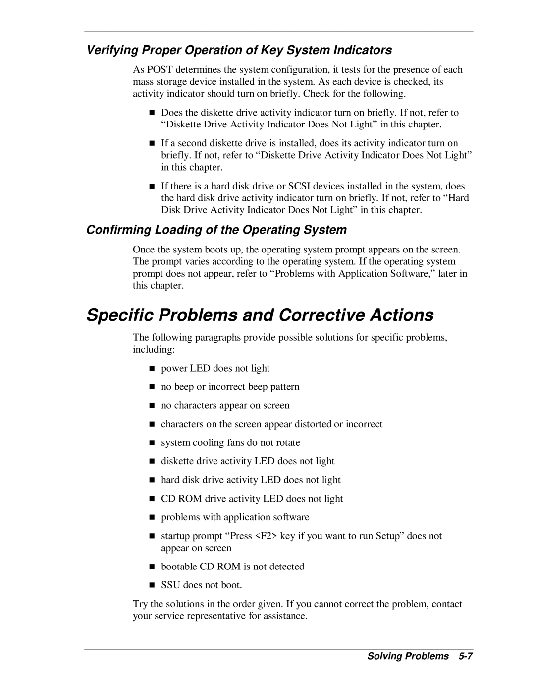 NEC MH4500 manual Specific Problems and Corrective Actions, Verifying Proper Operation of Key System Indicators 